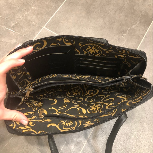 Leaders in Leather black tooled purse shoulder bag turquoise blue cowgirl - Picture 5 of 12
